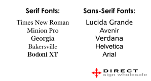 Direct Sign Wholesale Sample Fonts