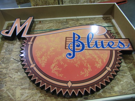 M Blues Channel Letter Signs from the Shop