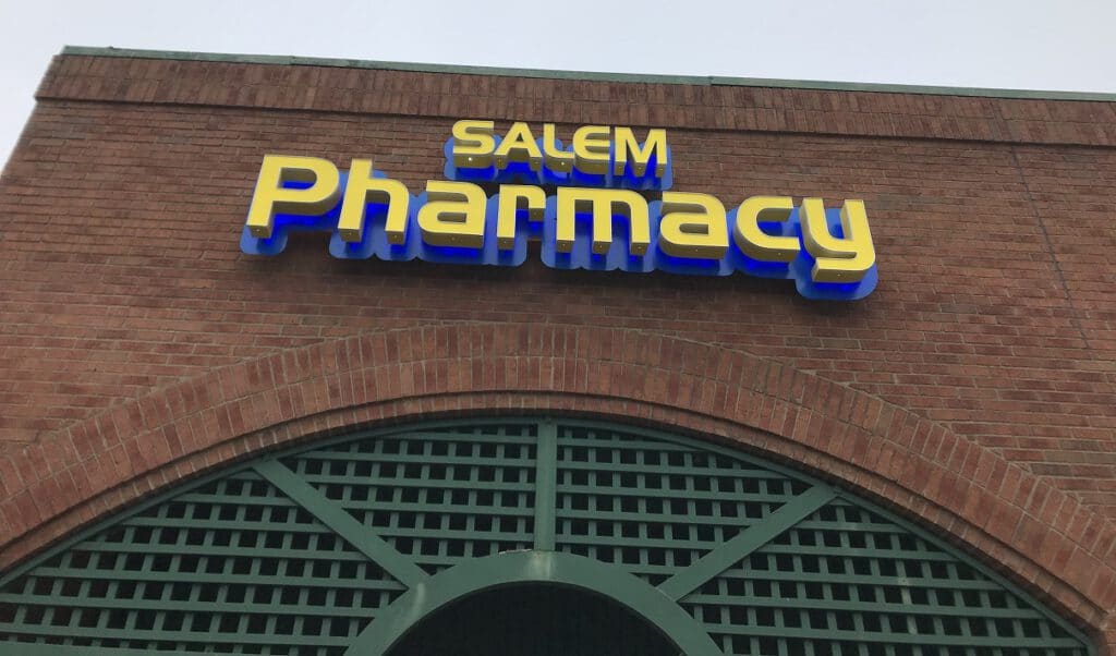 Salem Pharmacy Channel Letter Sign During the Day