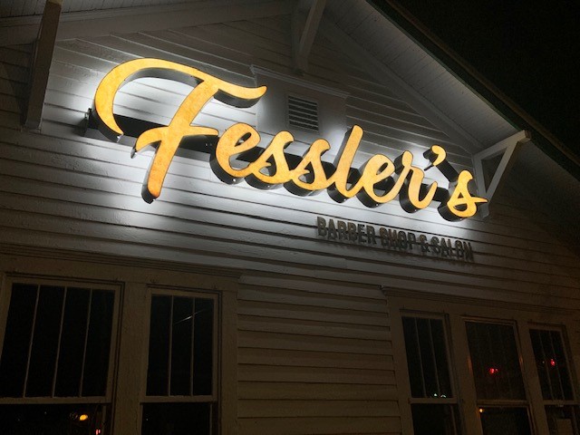 Fesslers 1 Fessler's halo lit letters at night