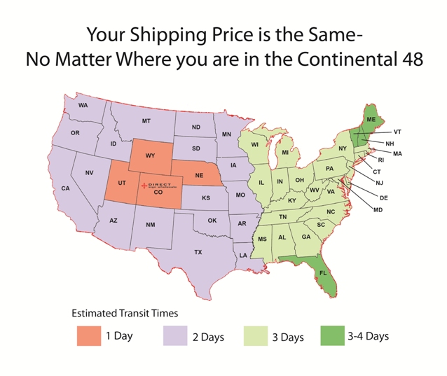 DSW One-Rate Shipping Rate Map